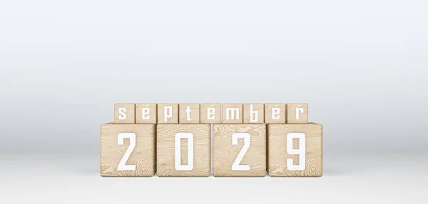 Wooden Cubes 2029 Cubes Text September 2029 이미지 — 스톡 사진