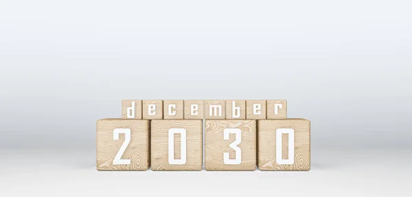 Cuburi Lemn 2030 Cuburi Text Decembrie 2030 Munca Imaginea — Fotografie, imagine de stoc