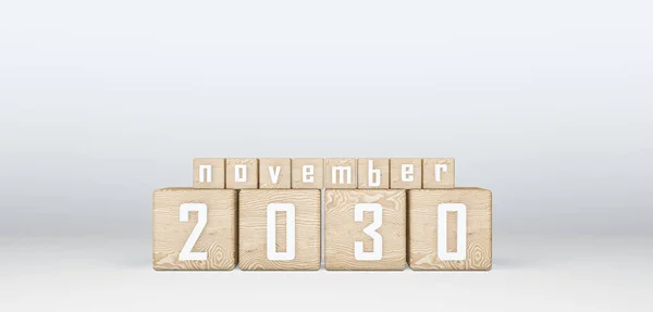 Wooden Cubes 2030 Cubes Text November 2030 이미지 — 스톡 사진