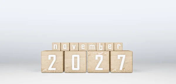 Wooden Cubes 2027 Cubes Text November 2027 이미지 — 스톡 사진