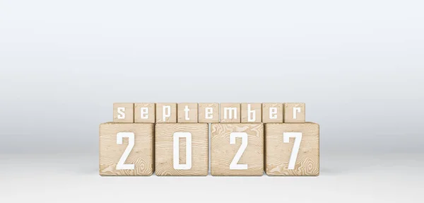 Wooden Cubes 2027 Cubes Text September 2027 이미지 — 스톡 사진