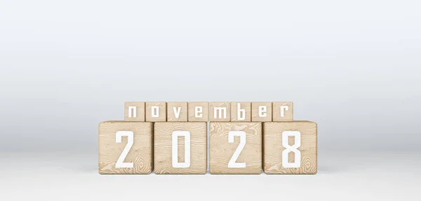 Wooden Cubes 2028 Cubes Text November 2028 이미지 — 스톡 사진