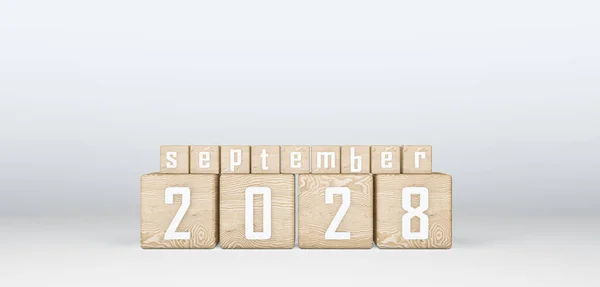 Wooden Cubes 2028 Cubes Text September 2028 이미지 — 스톡 사진
