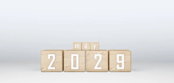 Wooden Cubes 2029 Cubes Text May 2029 이미지 — 스톡 사진