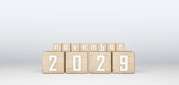 Wooden Cubes 2029 Cubes Text November 2029 이미지 — 스톡 사진