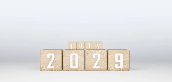 Wooden Cubes 2029 Cubes Text July 2029 이미지 — 스톡 사진