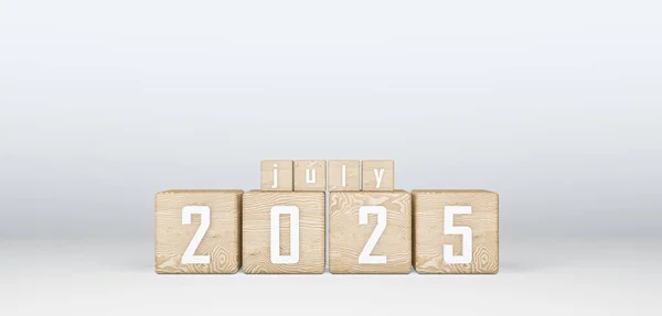Wooden Cubes 2025 Cubes Text July 2025 이미지 — 스톡 사진