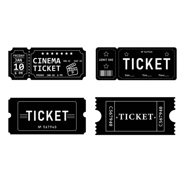 Verschiedene Fahrkarten Schwarz Und Weiß — Stockvektor
