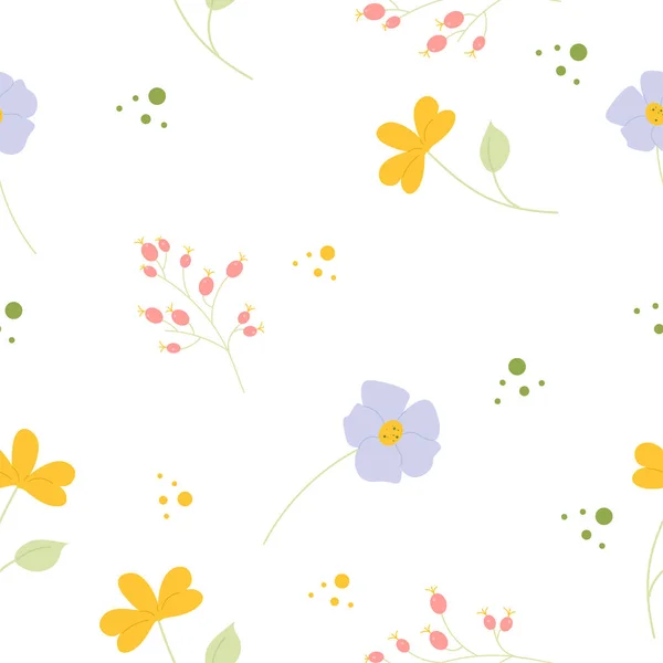 葉のパターン パステルカラーの花 ベクトル — ストックベクタ