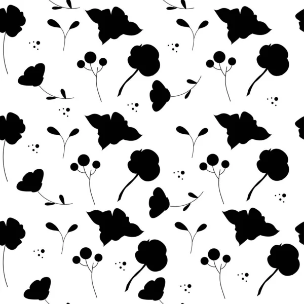 Μοτίβο Των Φυτών Γρασίδι Λουλούδια Σιλουέτα Διάνυσμα — Διανυσματικό Αρχείο
