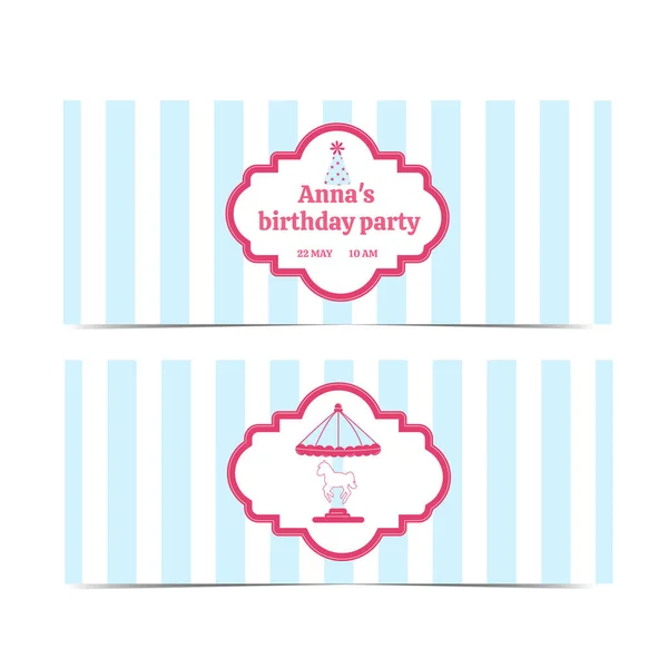 Invitation Birthday Party Style Pink Circus Ticket Vector — Stock Vector