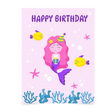 Hediyeli mutlu yıllar denizkızı. Vektör