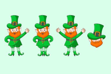 Leprechaun cartoon character set. Happy St. Patrick's Day. Illustration of a leprechaun