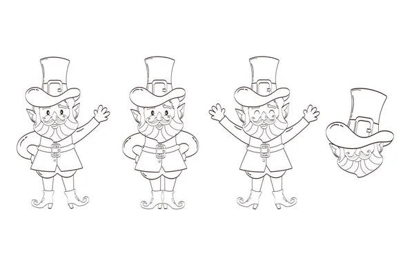 Leprechaun cartoon character set outline. Happy St. Patrick's Day. Illustration of a leprechaun