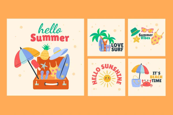 Summer Instagram Post Collection Social Media — Stock Vector