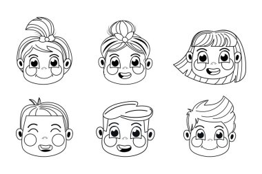 Siyah ve beyaz çocuk avatarları Erkek, kız