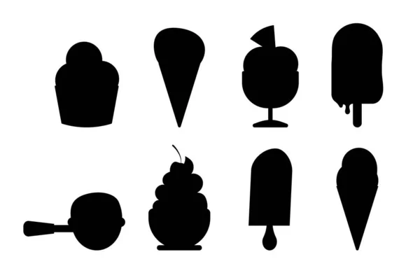 Hand Drawn Different Silhouette Types Ice Cream — Stock Vector