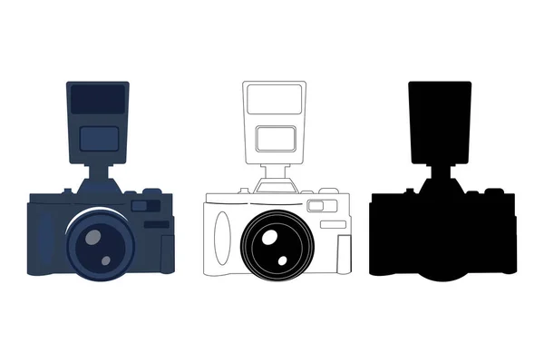 Фотокамера Разных Типах Очертаний Силуэт — стоковый вектор