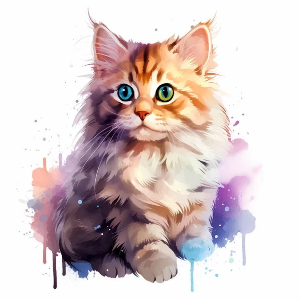 Suluboya kedi. Farklı renkte gözleri olan sevimli bir kedi yavrusu.