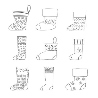 El çizimi Noel çorapları.