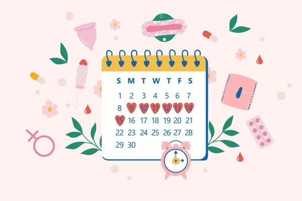 Концепция Менструального Календаря — стоковый вектор