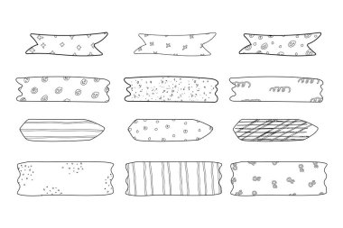 El çizimi sevimli yer imleri, çıkartmalar, etiketler