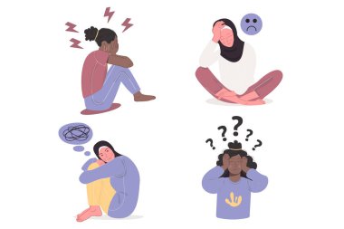 Depresyondaki bir grup farklı uluslararası kadın