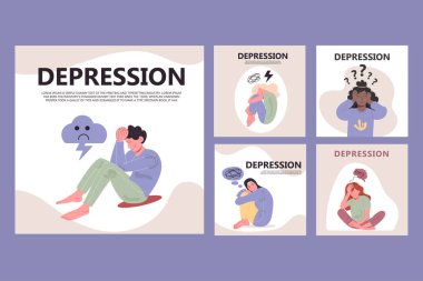 Depresyon sosyal medya koleksiyonu. Instagram gönderileri