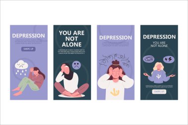 Depresyon sosyal medya koleksiyonu. Instagram hikayeleri