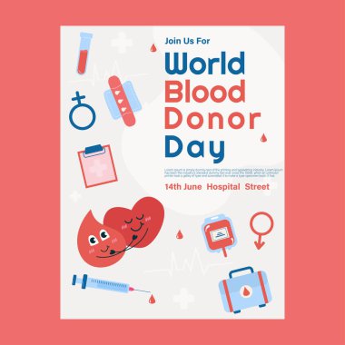 Kan bağışı günü düz broşür, poster