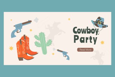 Düz stil kovboy parti afişi