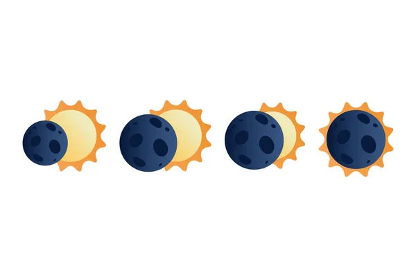 Infográficos Eclipse Solar Estilo Desenho Animado Plano Ilustração De Bancos De Imagens