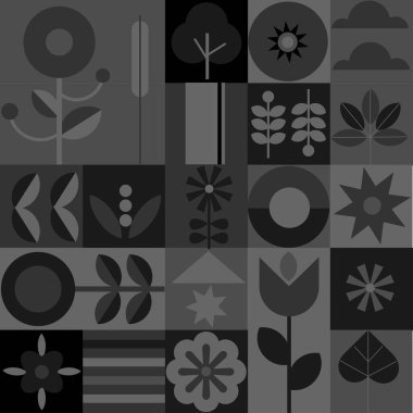 Geometrik modern tek renkli siyah siluet arka plan. Soyut dikişsiz desen