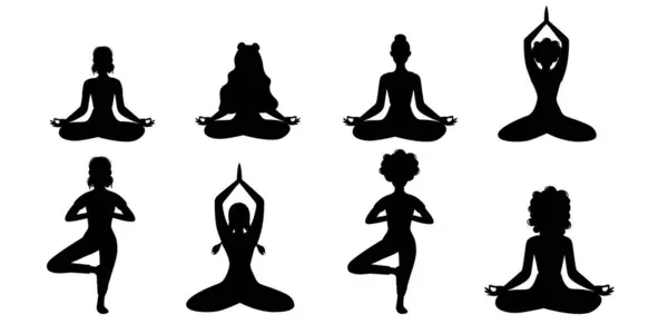 Yoga pozunda oturan kadın siluetini ayarlayın