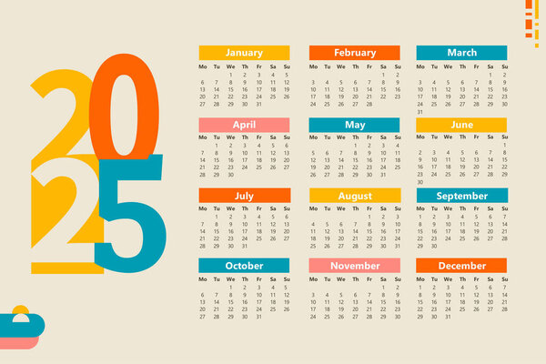 Calendar 2025 in hand drawn