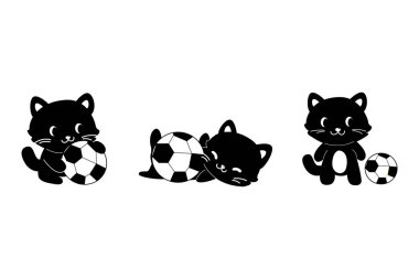 Siyah beyaz bir topla oynayan komik çizgi film kedisi.