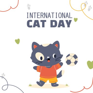 International character cat day background banner clipart