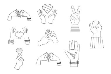 Kalp çizgisi olan LGBT elleri 