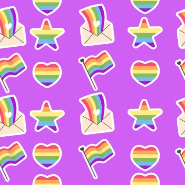 Kusursuz desenli Lgbt yıldızı kalbi gurur dolu bir ay