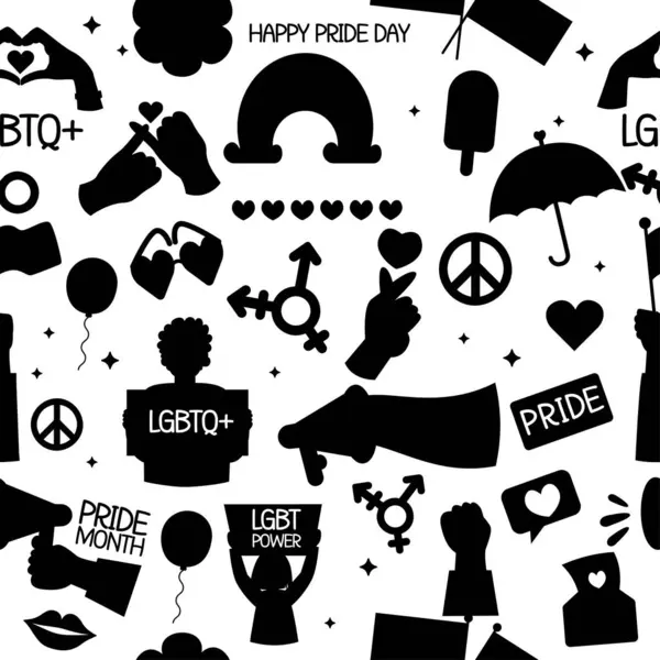 stock vector Seamless silhouette pattern Lgbt elements pride month