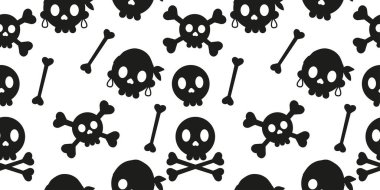 Düz dizaynda korsan silueti kafatası kusursuz desen