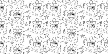 Düz tasarımda korsan ana hatları pürüzsüz desen