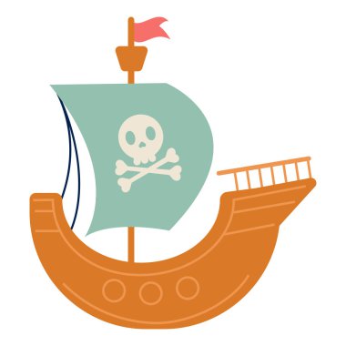 Düz stil korsan gemisi