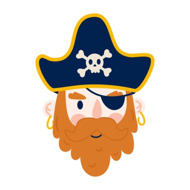 Beyaz arka grupta düz stil korsan karakter