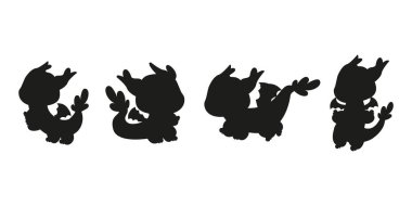 Çizgi film karakteri ejder siluetinde