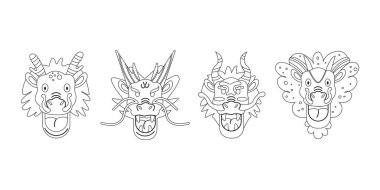 Çin Yeni Yılı için Çin çizgi filmindeki ejderha maskesi.