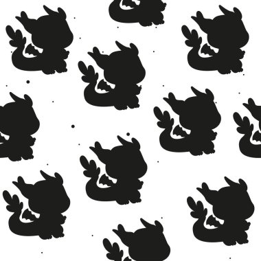 Kusursuz siluet desenli karakter ejderhası.