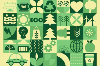 Geometrik modern çevre dostu arka plan. Bauhaus. Kusursuz desen