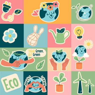 Kusursuz desenli Kawaii karakterleri Dünya Çevre Dostu!