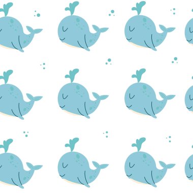 Kusursuz desenli şirin mavi balina